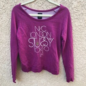 STUSSY purple international crew long sleeve